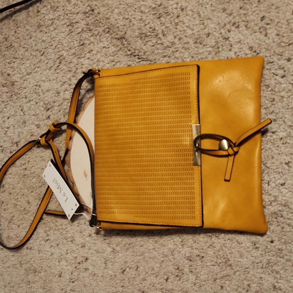 Le Miel Mustard Color Crossbody Handbag NEW